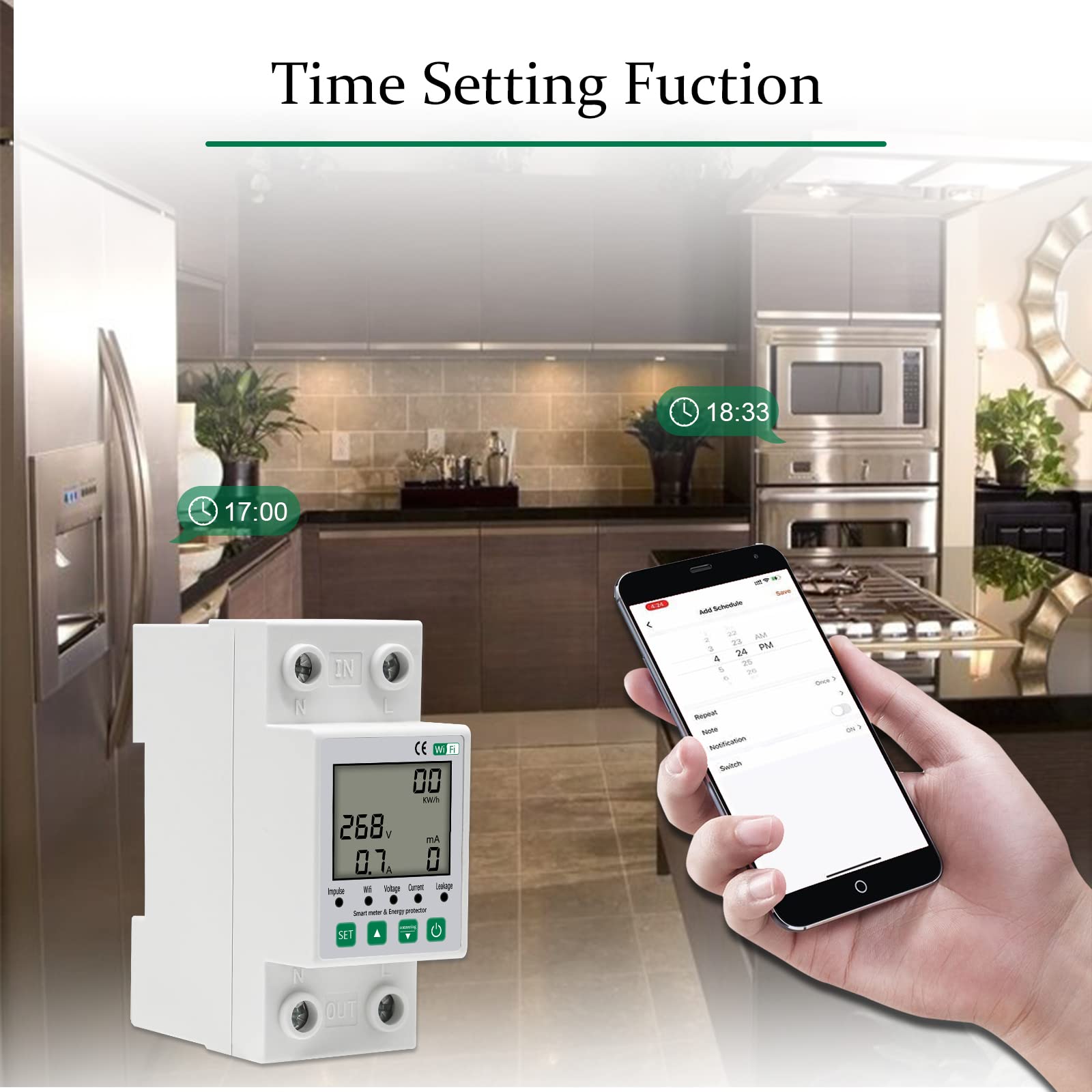 Wattmetro Monofase DDM75S - Contatore Energia Elettrica 10-40A 220V/230V Per Guida DIN