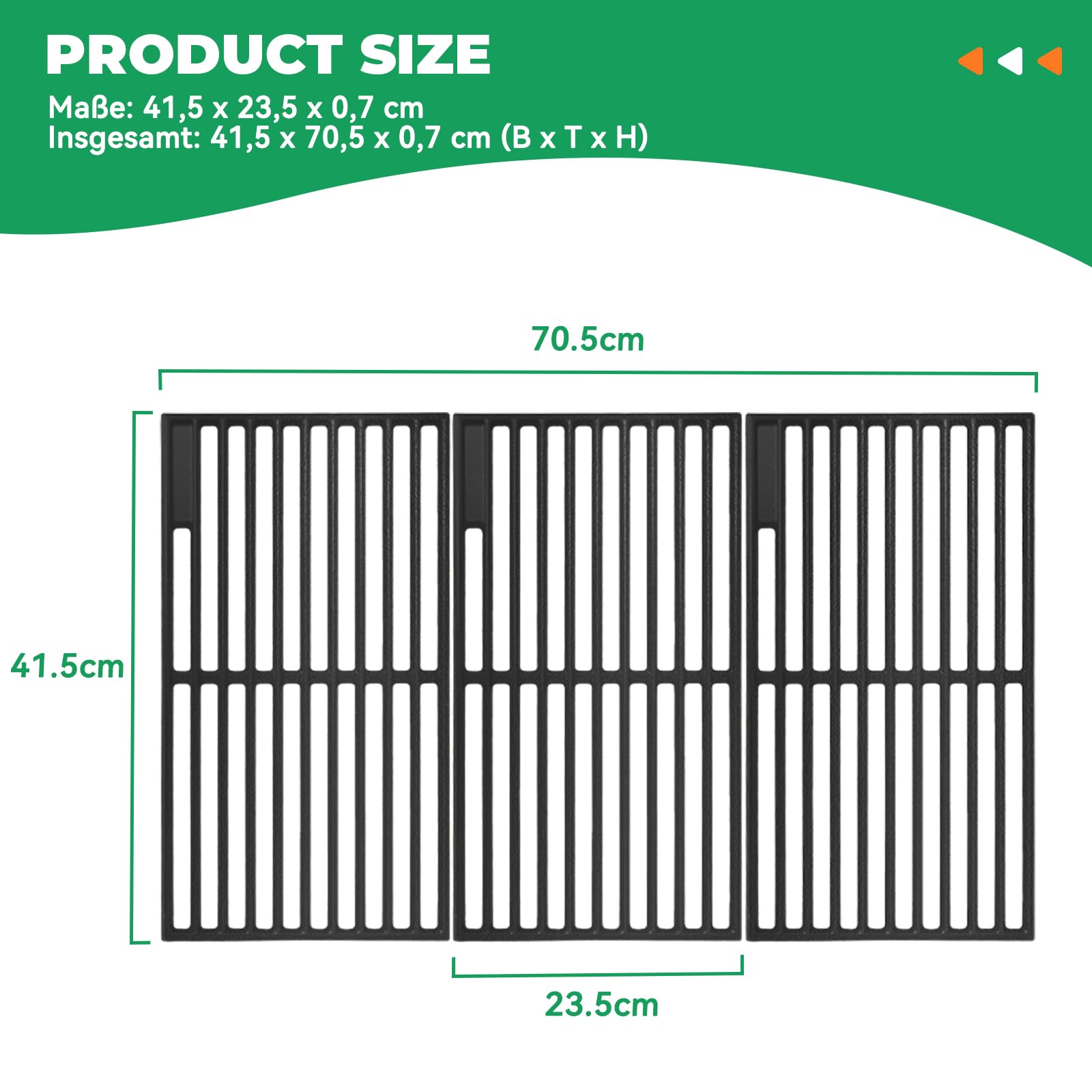 WELL GRILL 41,5 x 23,5 cm, żeliwny ruszt do grilla Burnhard Big Fred, Taino Platinum, Taino Black, Chicago 4, Tepro 3662 i większości grilli gazowych, części zamienne, 70,5 x 41,5 cm