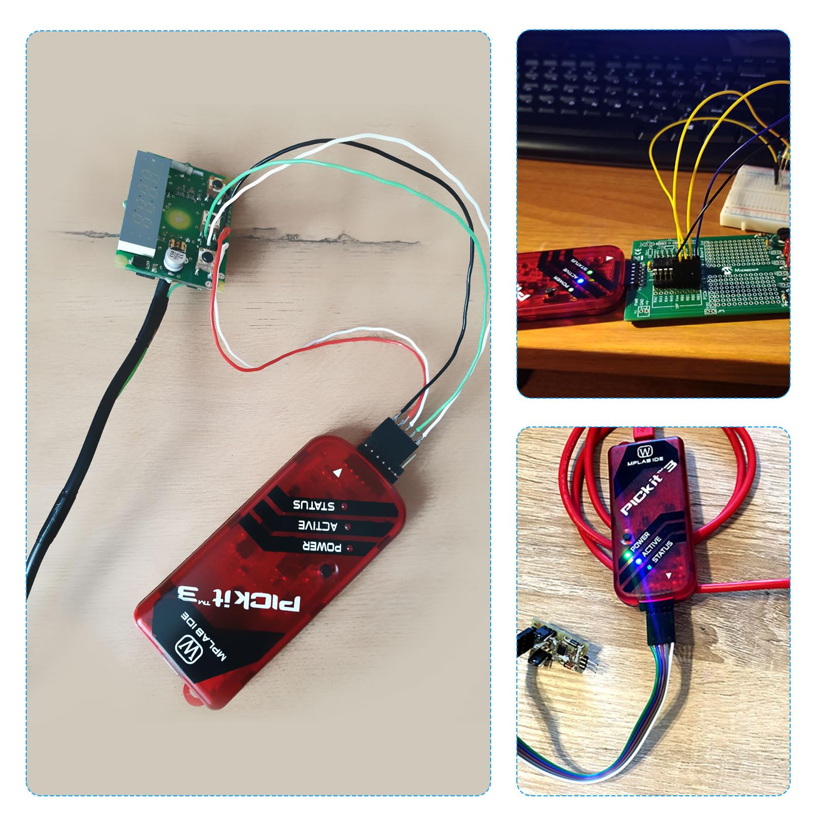 Programmeur PICKIT3 PIC Kit3, QIQIAZI PICKIT3 PIC ICD2 PICKit 2 Adaptateur de programmation 3.5 avec câble USB et traducteur d'adaptateur ICSP