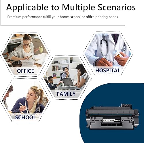 Miniatura 5 de Cartucho de tóner 05A negro con chip Paquete de 3 05A Cartucho de tóner negro, CE505A Reemplazo para tóner HP 05A 05X CE505X compatible con