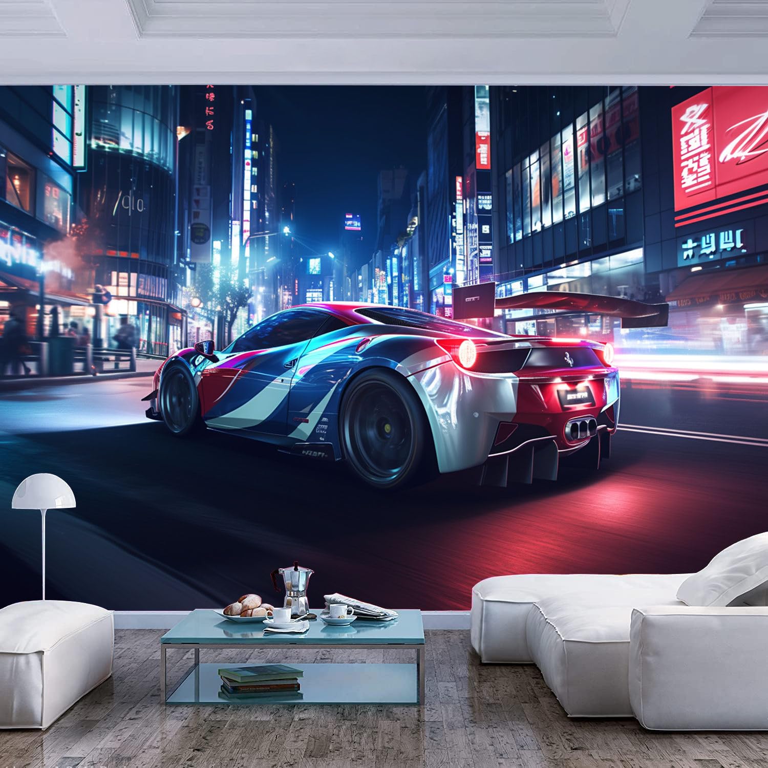 JIAOQSS Custom Mural Wallpaper for Walls 3D Sports car Automobile Future Technology Creative DIY Art Decoration Decal for Living Room Dining Bedroom Decor Print Restaurant Office Children's