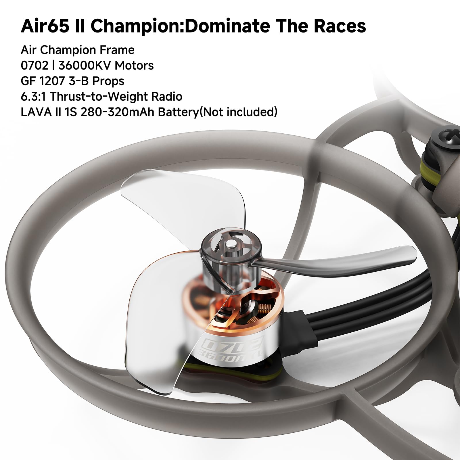 BETAFPV Air65 II Brushless Whoop Quadcopter, Ultralekkie 1S 65mm Mikro Dron z Matrix 1S 5IN1 II 12A FC, 0702 36000KV Motor, 1207 3-łopatkowa śmigło, C03 Kamera, Pokrywa Air II dla ramy FPV