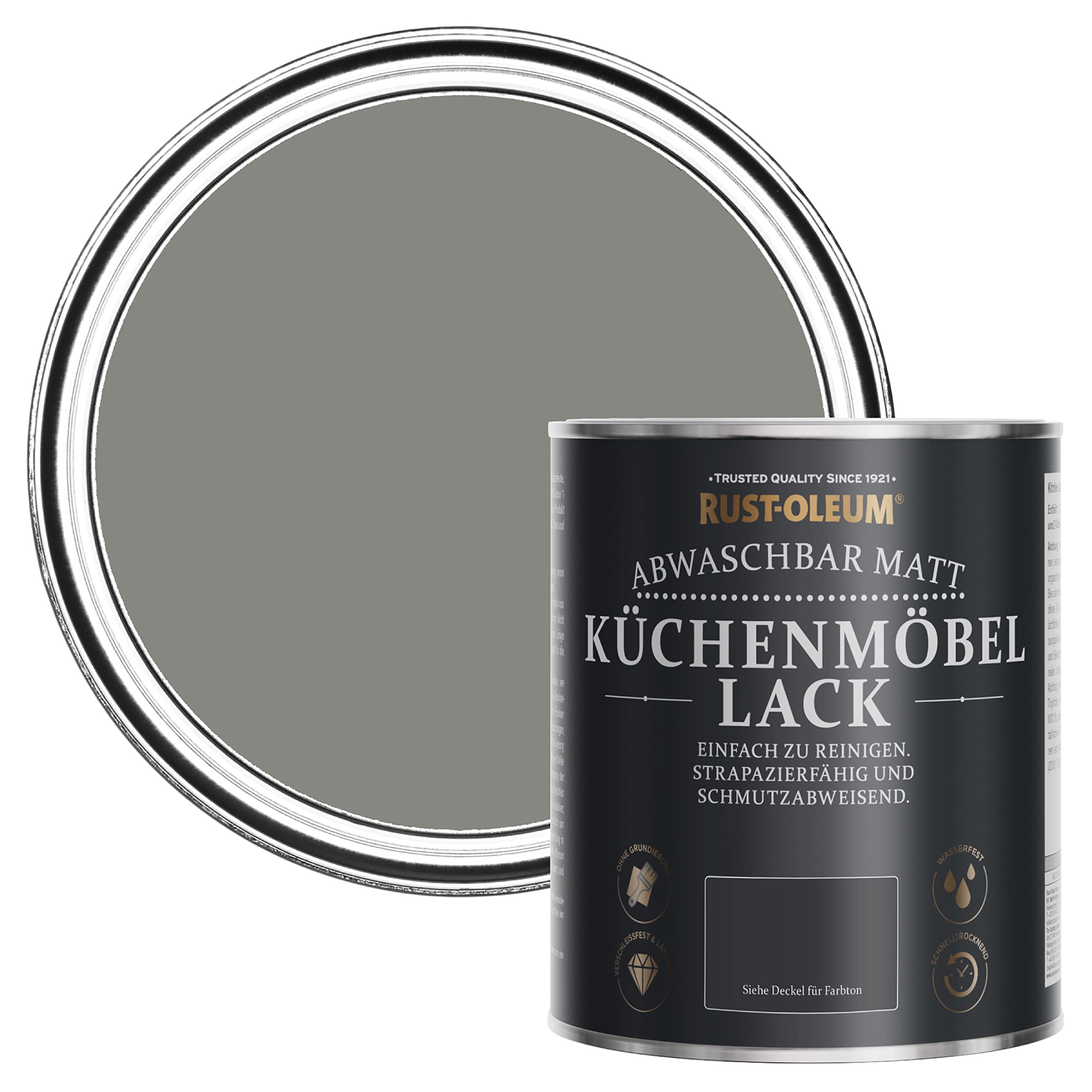 Rust-Oleum abwaschbare Küchenschrankfarbe in grau mit Matt Finish - Beton Grau 750ML