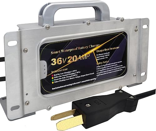 Cargador de batería impermeable para carrito de golf de 36 V y 20 amperios, para carritos de golf EZGO Yamaha de 36 voltios con enchufe Crowfoot