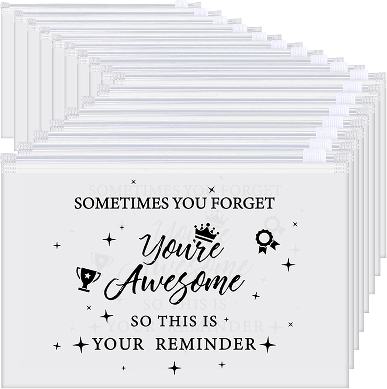 Sweetude 150 Pcs Makeup Bags Inspirational Gifts Bulk for Women Cosmetic Bag EVA Mother Party Favor Thank You Gifts Teacher Nurse Rainbow Toiletry Pouch with Zipper(Simple)