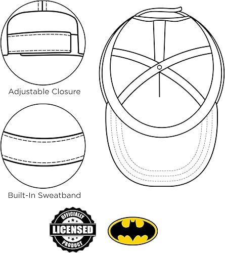 Miniatura 5 de DC Comics Gorra de béisbol para niños, gorra ajustable de Batman, para niños de 2 a 4 años o para niños de 4 a 7 años