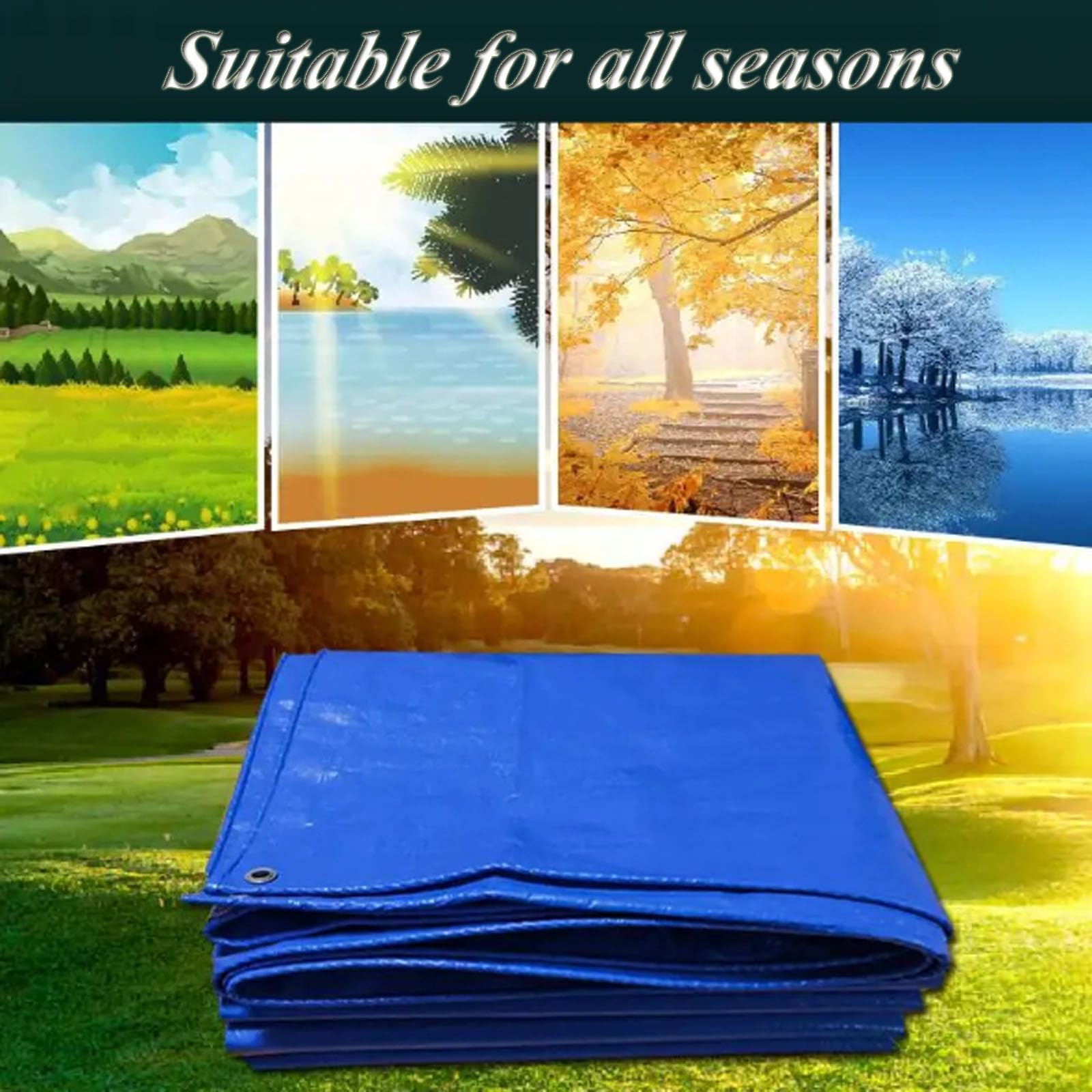Lona de Protección Toldo Reforzado con Ojales, Cubierta Protectora Impermeable Resistente a Los Rayos UV Desgarros para Construccion Jardin Transporte (5x12 m)