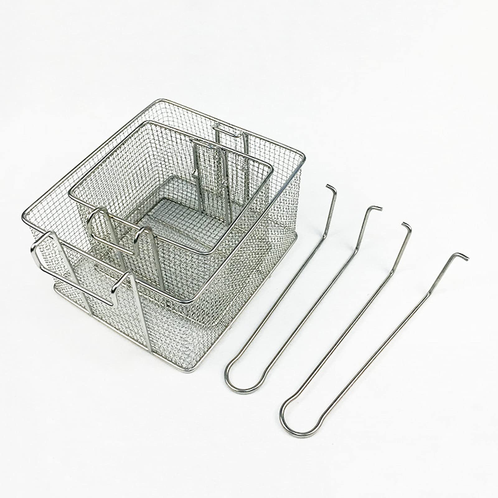 Cesta de Patatas Fritas Colador de acero inoxidable Strainer Cesta de escurridor El tamiz de freír for las papas fritas se puede usar for frutas de pasta y verduras. Cestas para Freír con Asa(Size:L)
