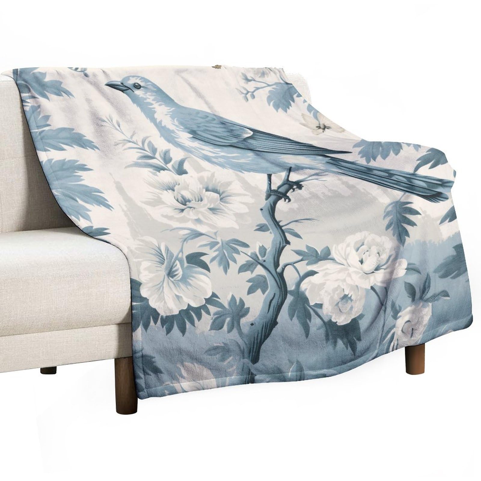 Couverture douce oiseaux aigue-marine anti-froid pour enfants et adultes