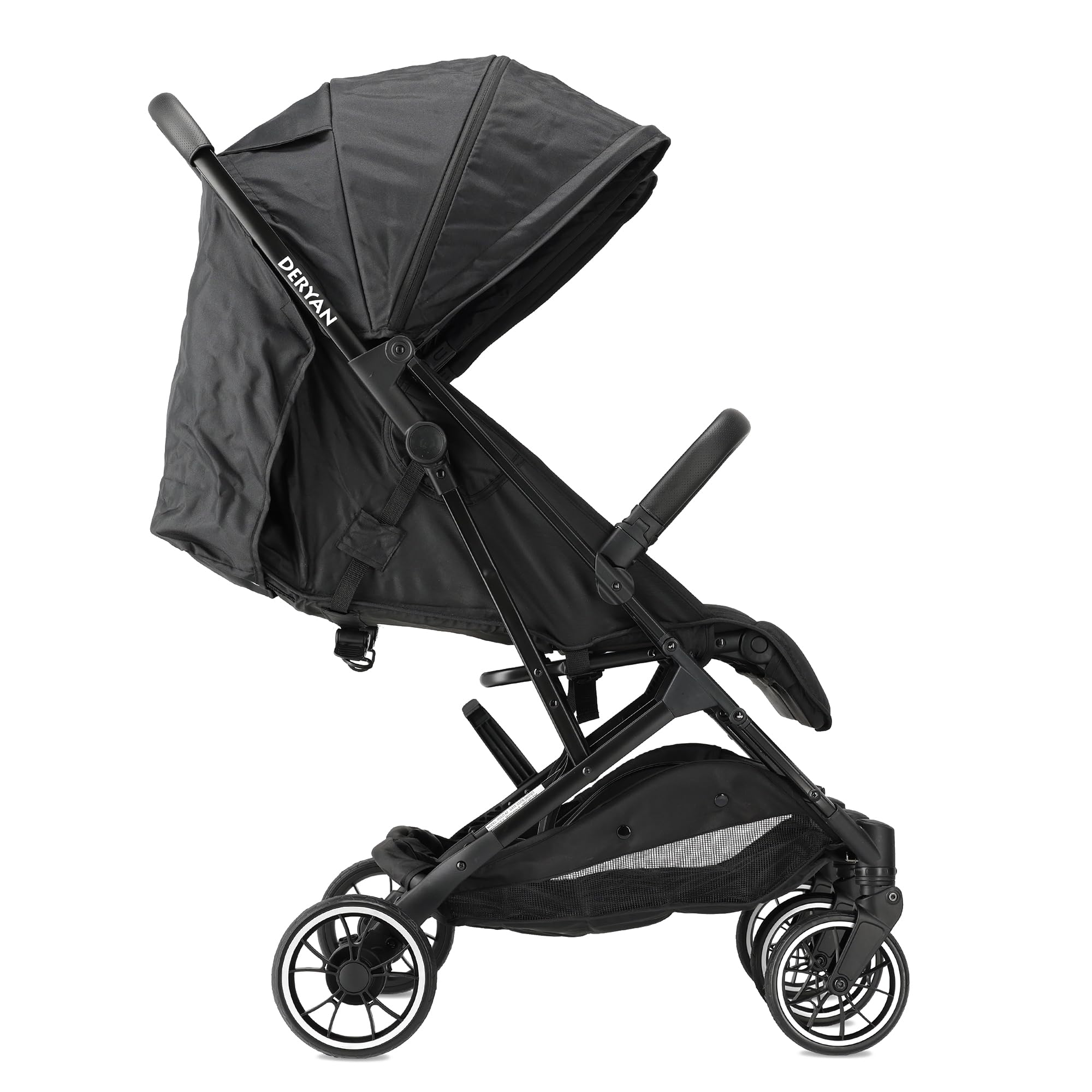 Deryan Rolo X2 Cochecito de bebé - 2 en 1 - pequeño y plegable - desde el nacimiento hasta 4 años - Capacidad por asiento hasta 44 kg - Cochecito infantil plegable - compacto y plegable - Negro