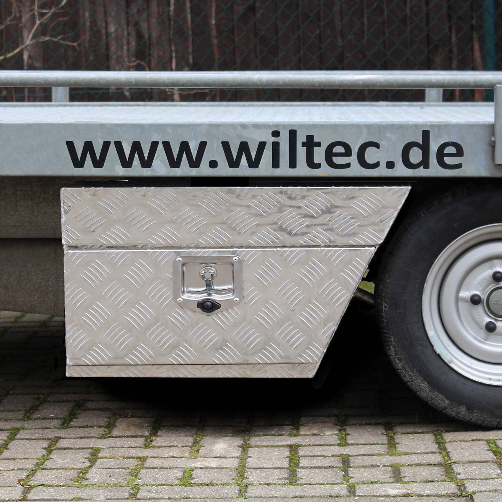 XPOtool Alu Unterbaubox rechts 75x25x40cm / 6 kg bis 60 L / 40 kg vollgeschweißt robust für Pkw, Anhänger, Lkw Nutzfahrzeuge, robuste Staubox und Werkzeugkiste - Unterflurbox Deichselbox Staukasten