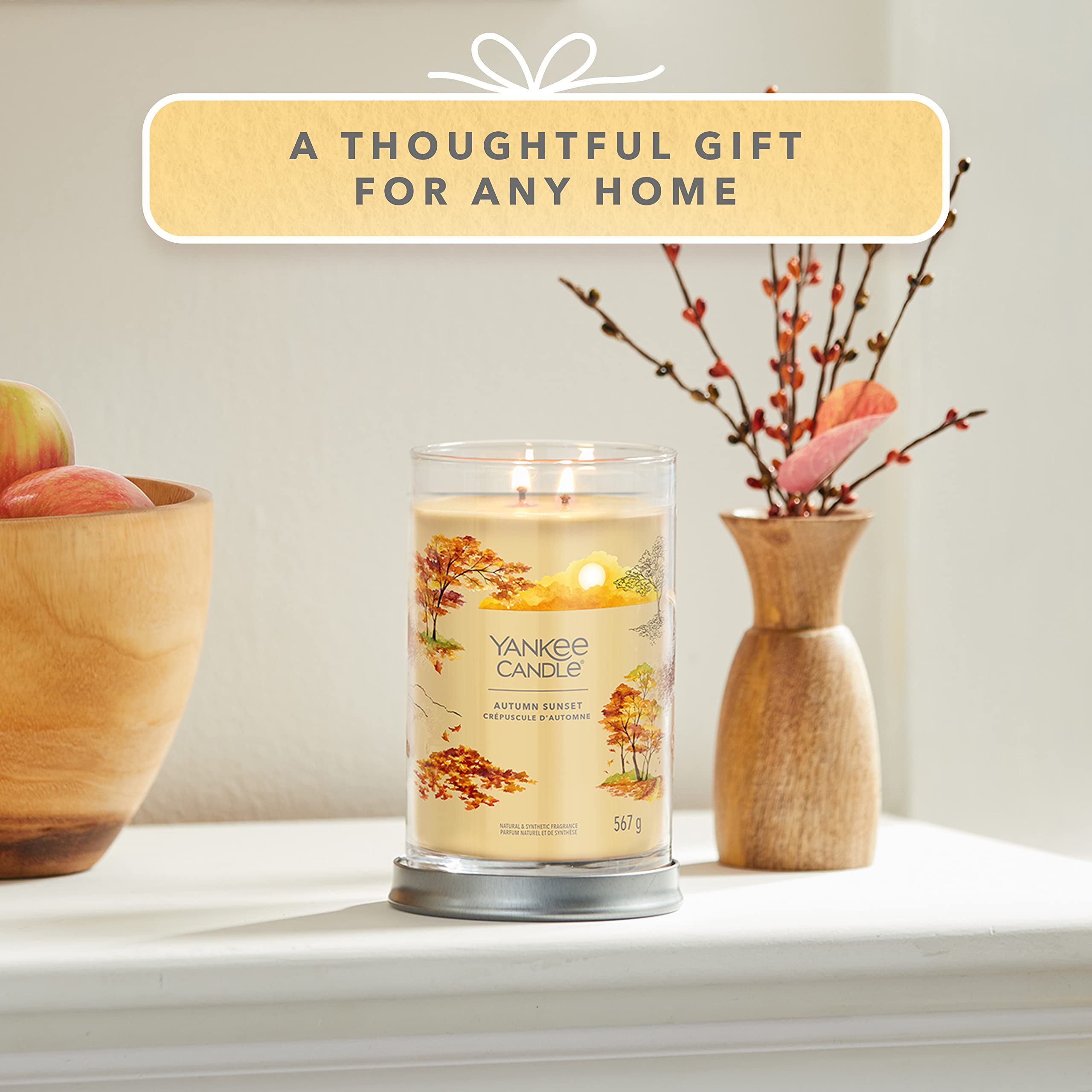 Yankee Candle Signature Duftkerze | große Tumbler-Kerze mit langer Brenndauer „Autumn Sunset“ | Soja-Wachs-Mix | Perfekte Geschenke für Frauen