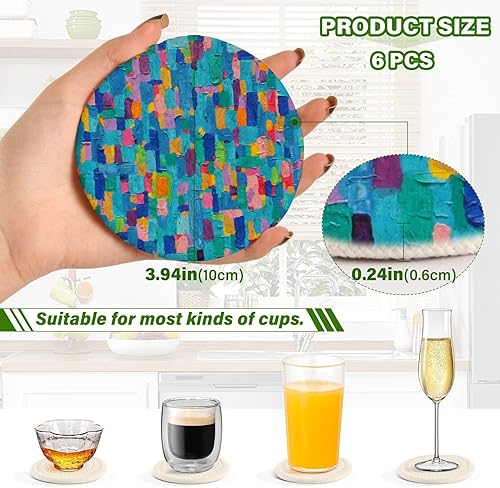 Miniatura 3 de Drink Coasters Absorbent and Holder Set of 6 Drink Coasters for Tabletop Coffee Table Coasters Porta Vasos para Mesas Blue Orange Yellow