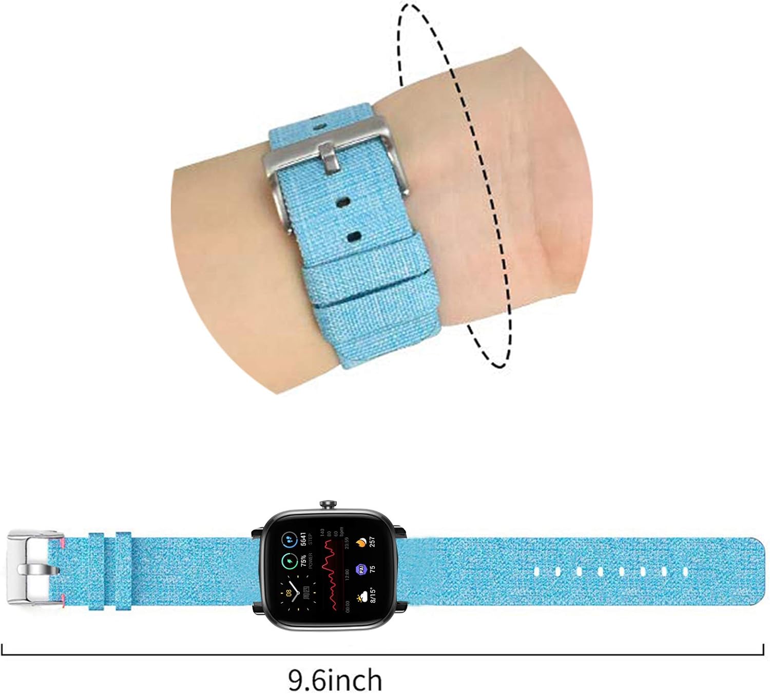 Lamshaw Compatible with TOZO S7 Smart Watch Bands, Breathable Nylon Woven Fabric Replacement Accessory Strap Compatible with TOZO S7, S6, S5, S3 Smart Watch image 2