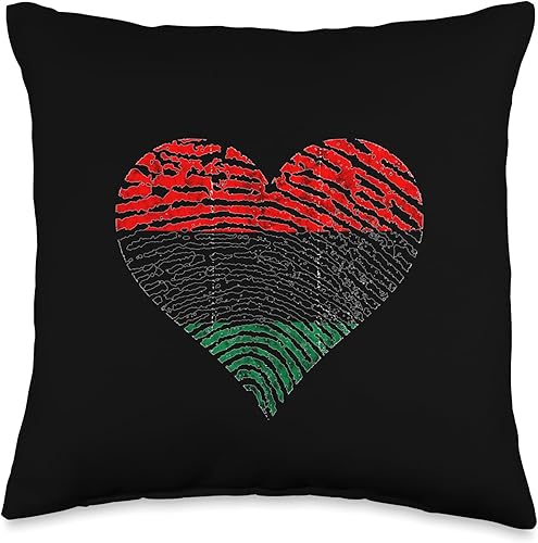 Pan African Pride Black History Almohada con diseño de corazón afroamericano con la bandera de la Unia, 16 x 16 pulgadas, multicolor