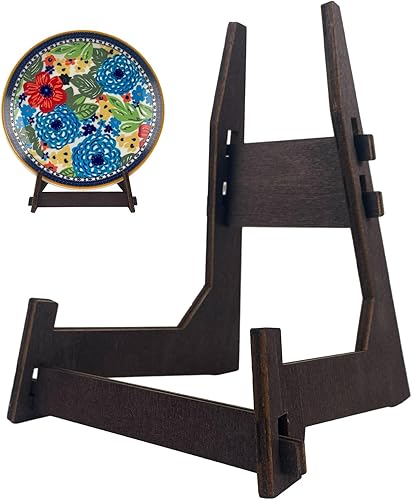 Paquete de 2 soportes de placa de 6 pulgadas, soporte de madera para exhibir marcos de fotos decorativos, soporte de exhibición de caballete,