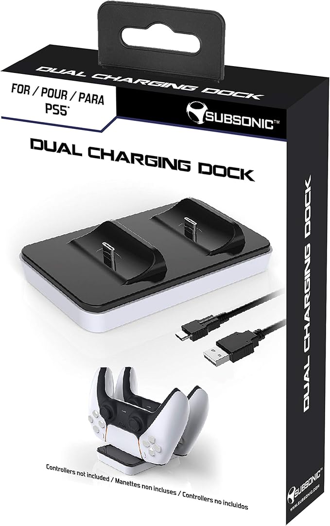 Subsonic White Charging Station for 2 Dual Sense PS5 Controllers