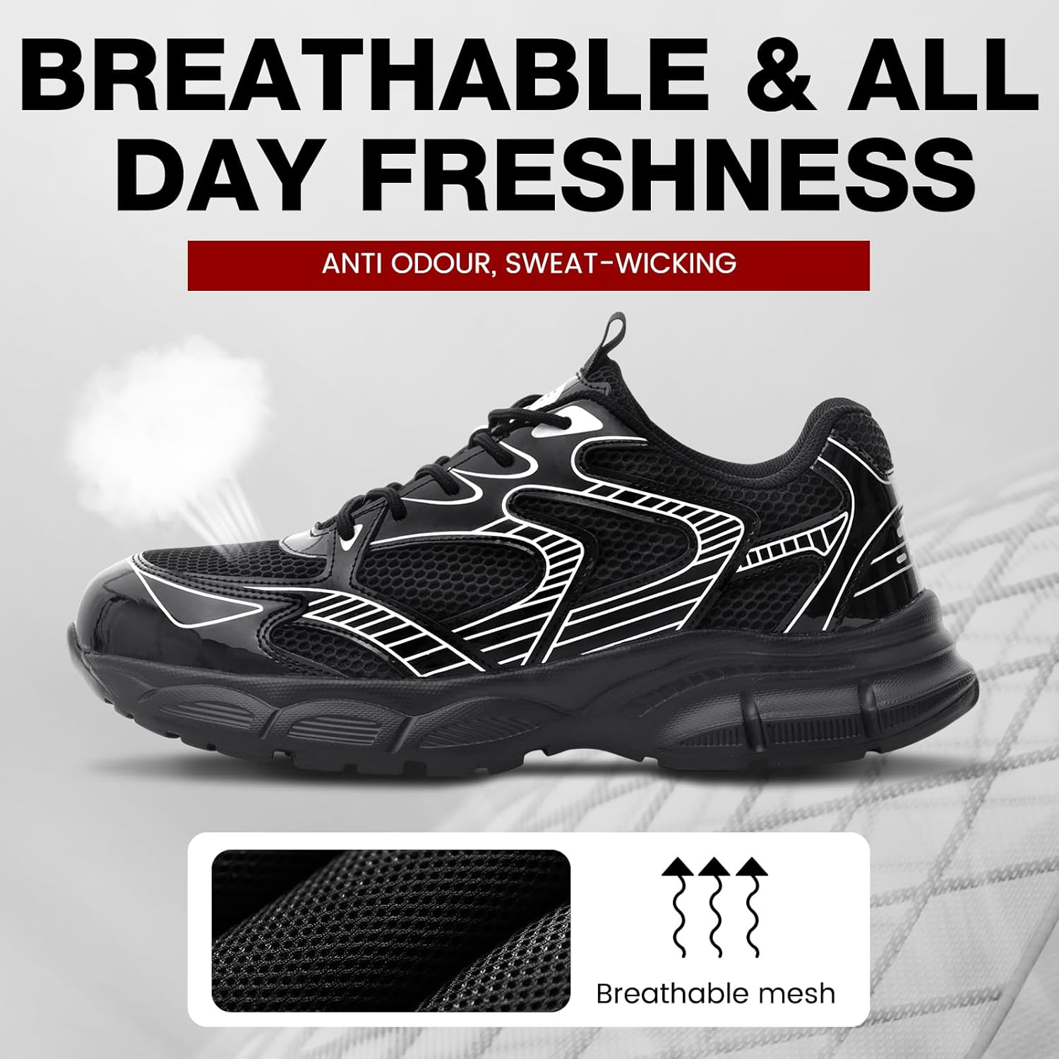 ZVC Steel Toe Shoes for Men Women, Breathable Composite Toe Sneakers Lightweight Work Safety Shoes Comfortable Non Slip Indestructible Construction Footwear - Image 4