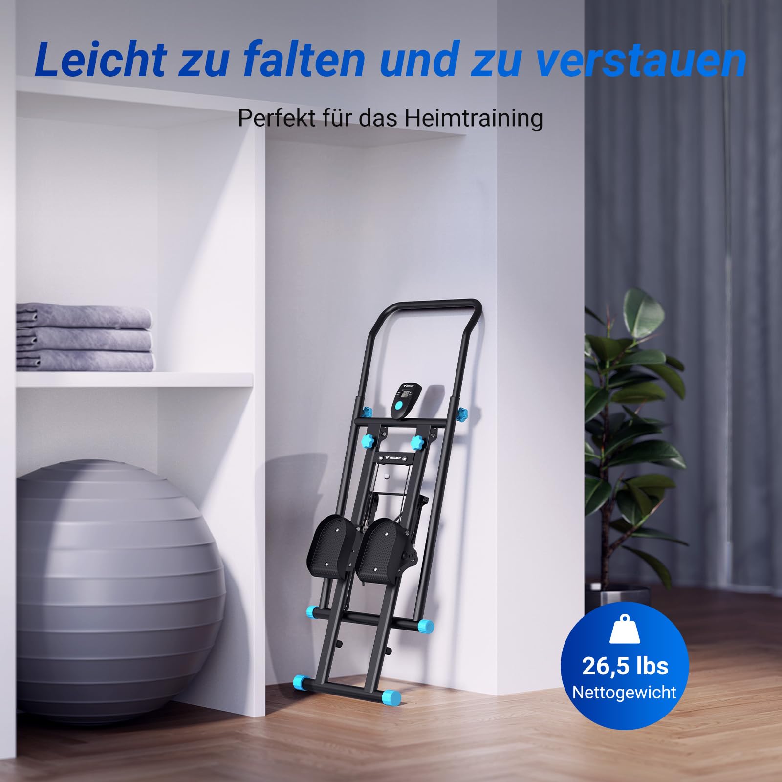 MERACH 2026 Neues Stair Stepper für Home Gym Übung,Vertical Climber Maschine für Ganzkörper-Workout,Compact Folding Cardio Übung Climber mit erweiterten Schrittweite,verstellbare Lenker & Pedale