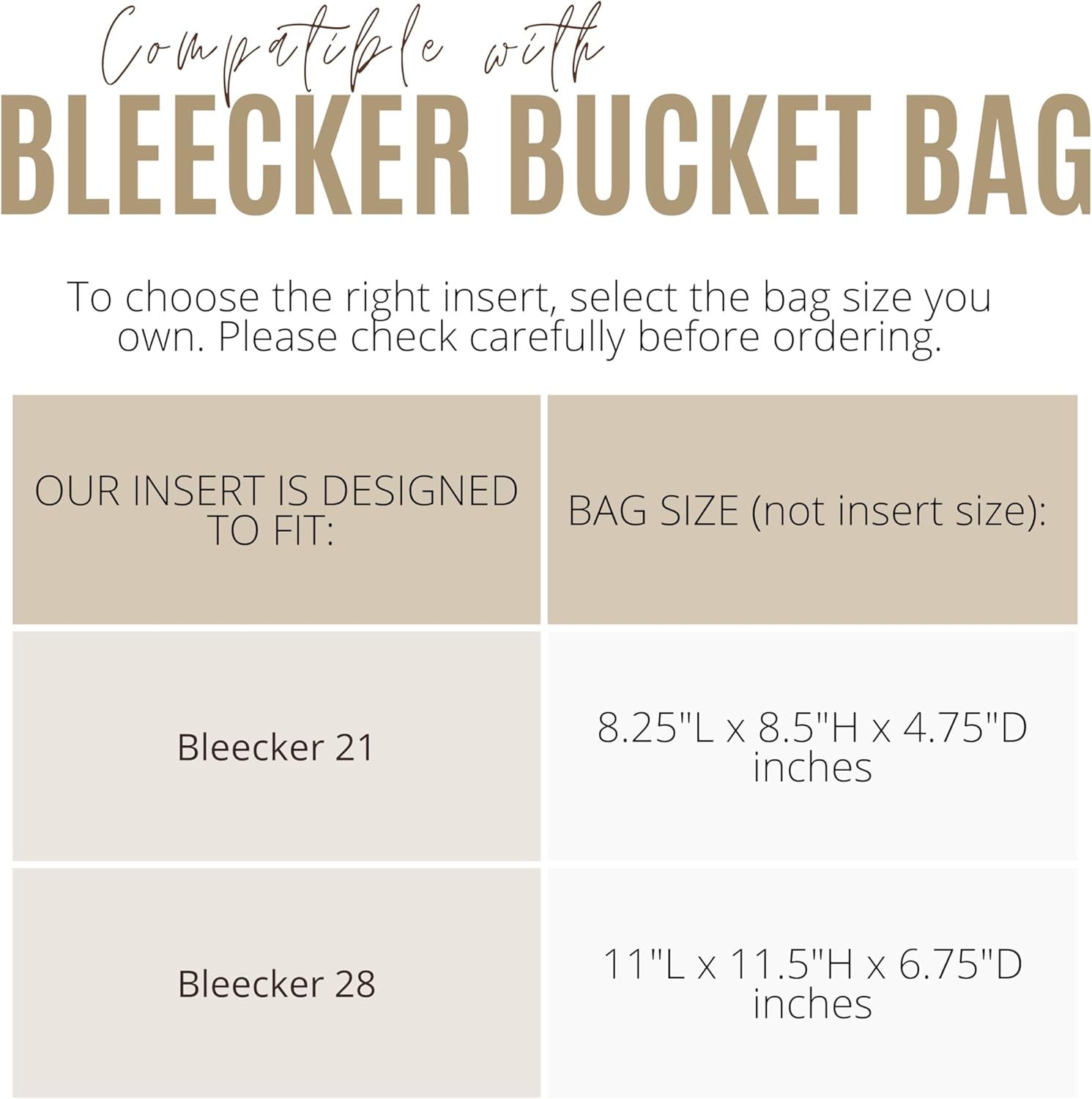 Divitize Luxe Waterproof Nylon Organizer compatible with Coach Bleecker Bucket Bag — Handmade Perfect Fit, +24 Colors, Premium Quality, Extra Storage & Support (Brown, for Bleeker 28)
