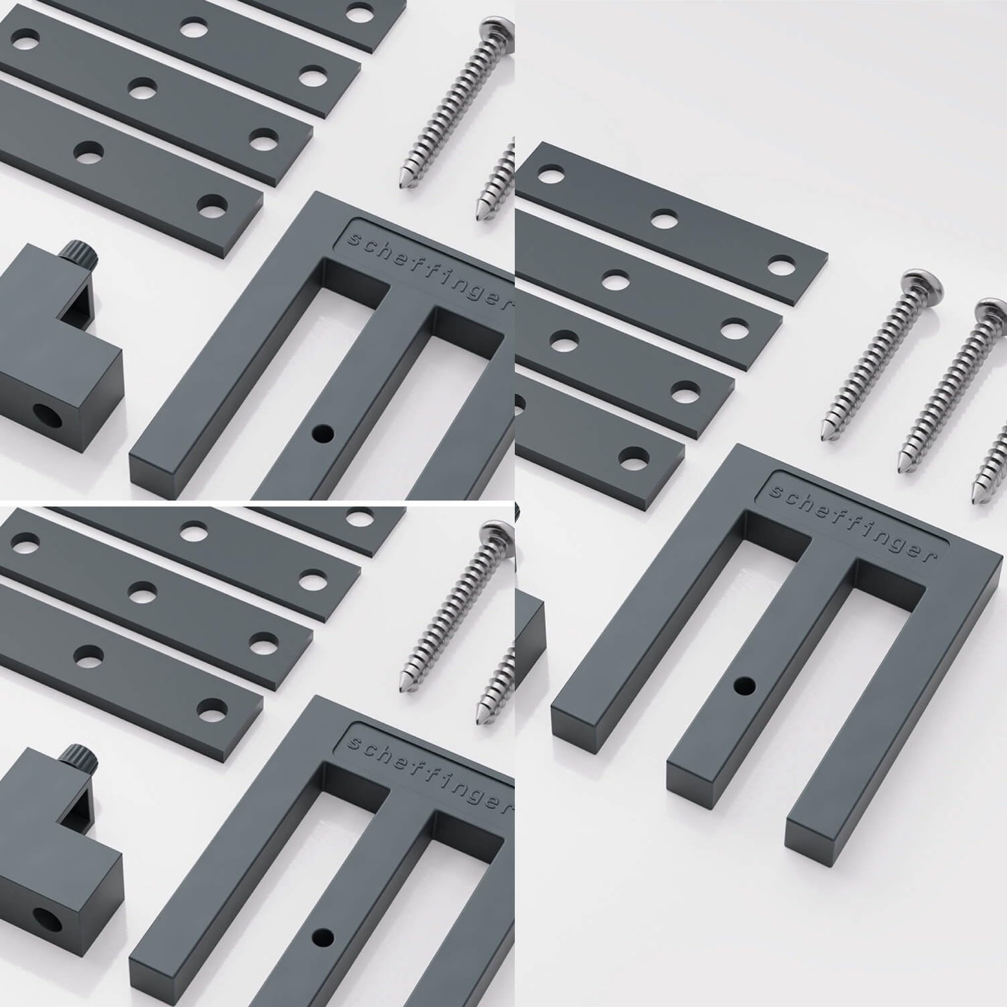 EM3 Quarzgrau, Fenstersicherung für Fenster oder Türen aus Kunststoff/Holz/Aluminium, Einbruchschutz DIN zertifiziert, hochwertiger massiver Stahl, Schutz gegen Einbruch, 3er Set