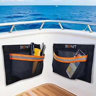 2 PCS 10"x7" Boat Storage Mesh Bags, Water-Resistant Design, Long-Lasting and Functional, Self-Adhesive Universal Boat Storage Mesh Bag for Boaters, Fishermen, RV Owners, and Campers