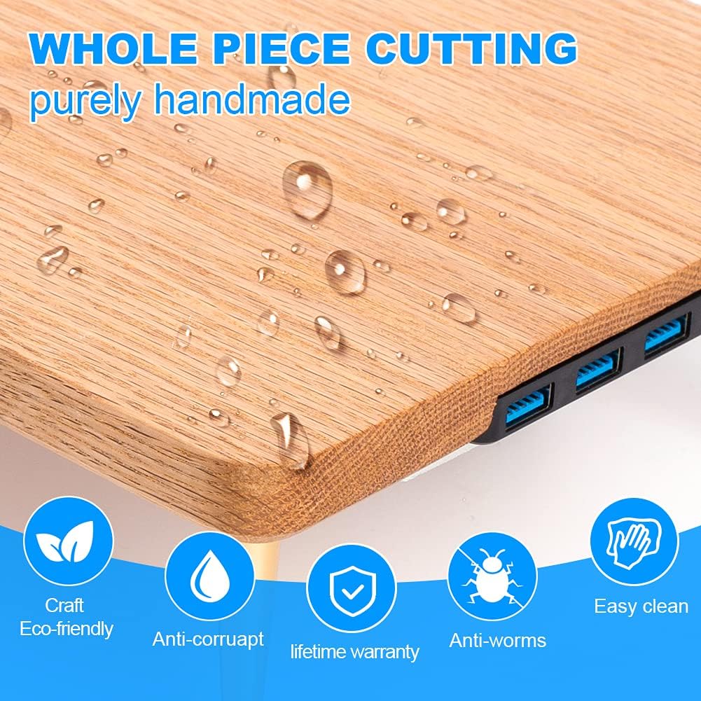 New Deal Monitor Stand with 4 USB Ports Wood Riser for iMac Laptop Computer Monitor – A Sturdy Computer Stand to Elevate Your Screen and Reduce Eye Strain and Maintain Body Position