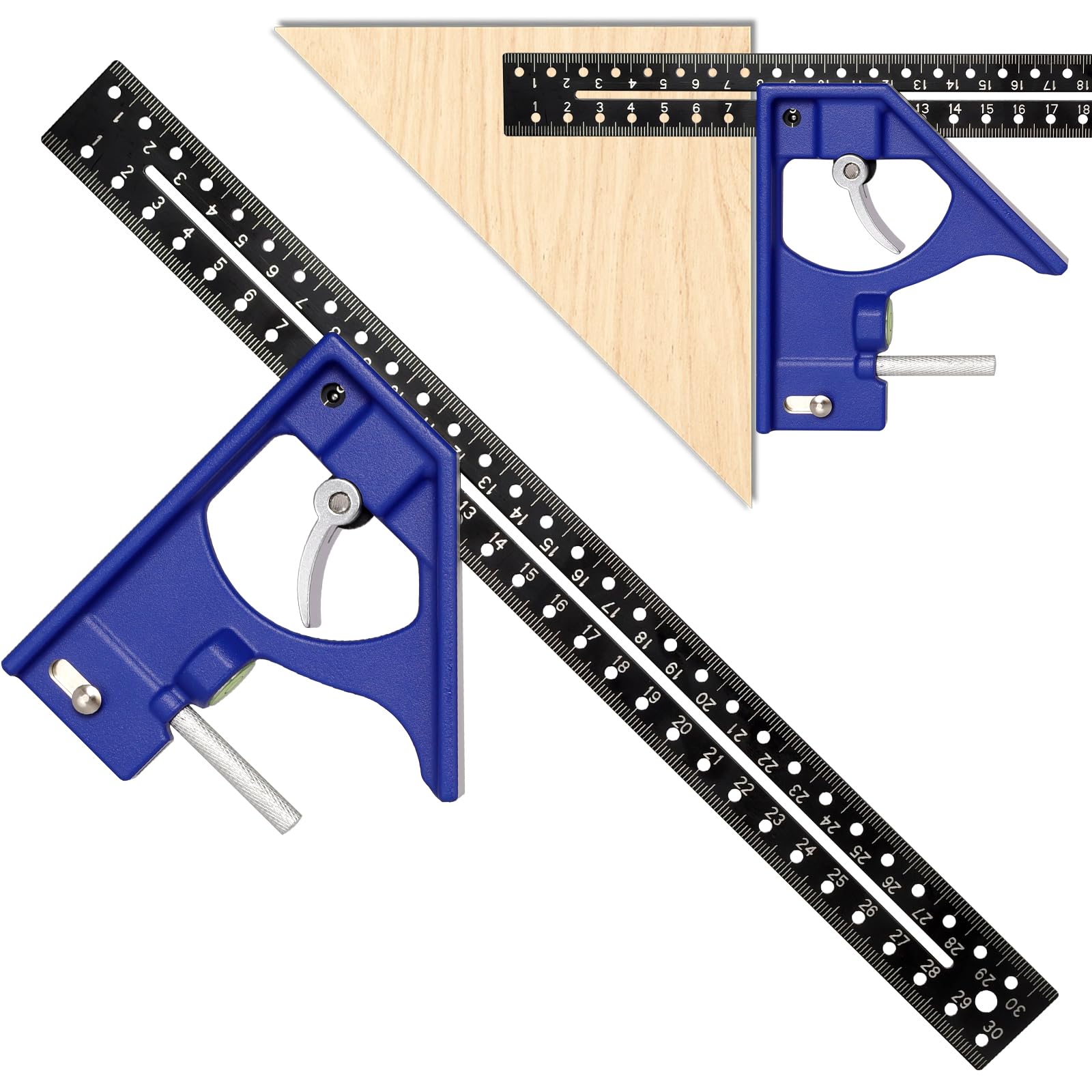 Escuadra Carpintero 300MM, Ajustable Escuadra Combinada con Nivel de Burbuja para carpintería, bricolaje, artesanía- Herramienta de Medición Profesional
