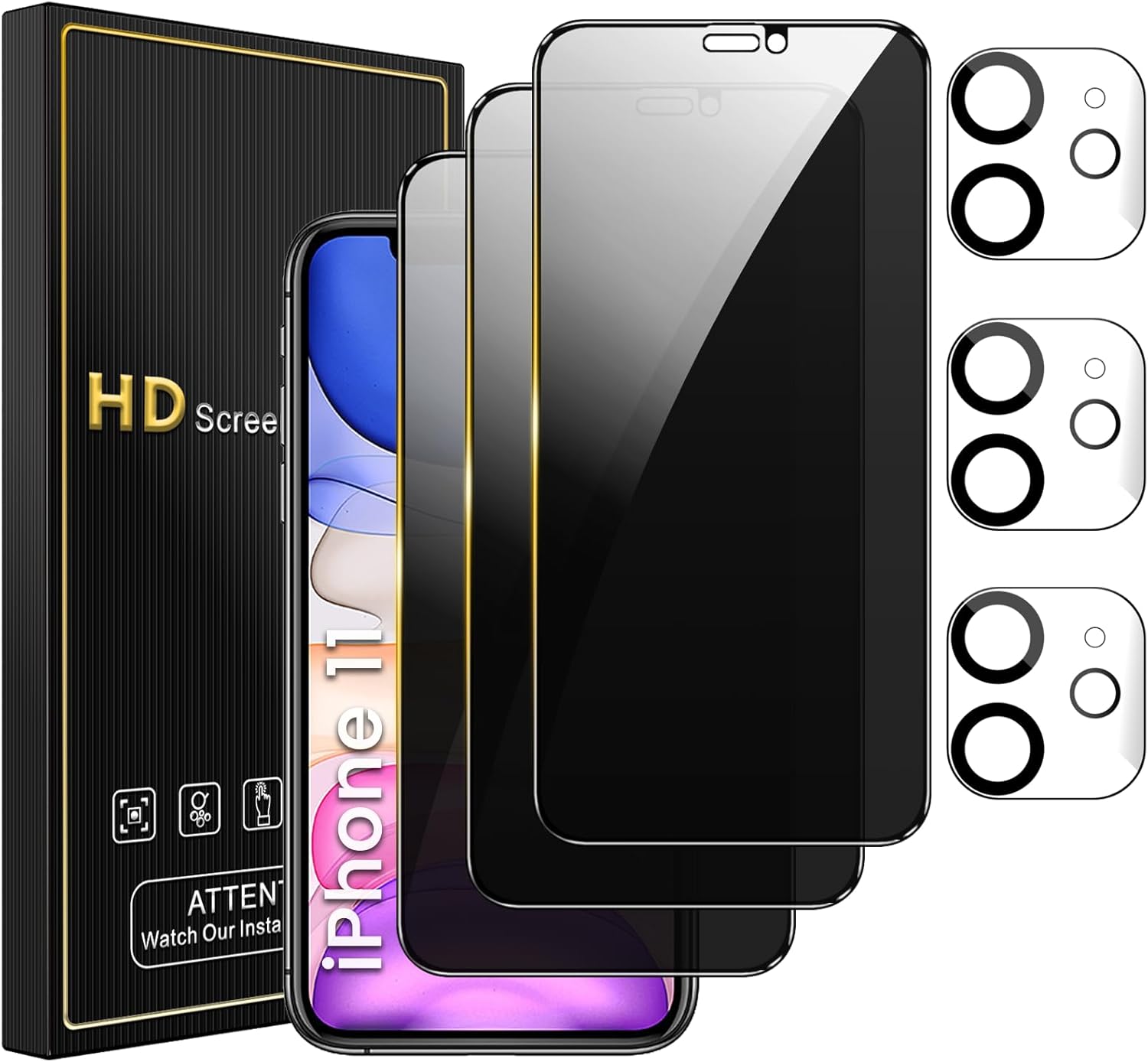 Romkasi 3 Pack Privacy Screen Protector for iPhone...