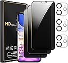 Romkasi 3 Pack Privacy Screen Protector for iPhone 11 6.1 Inch with 3 Pack Camera Lens Protector, Anti Spy Tempered Glass Film, Anti-Scratch, Touch Sensitive, Case Friendly