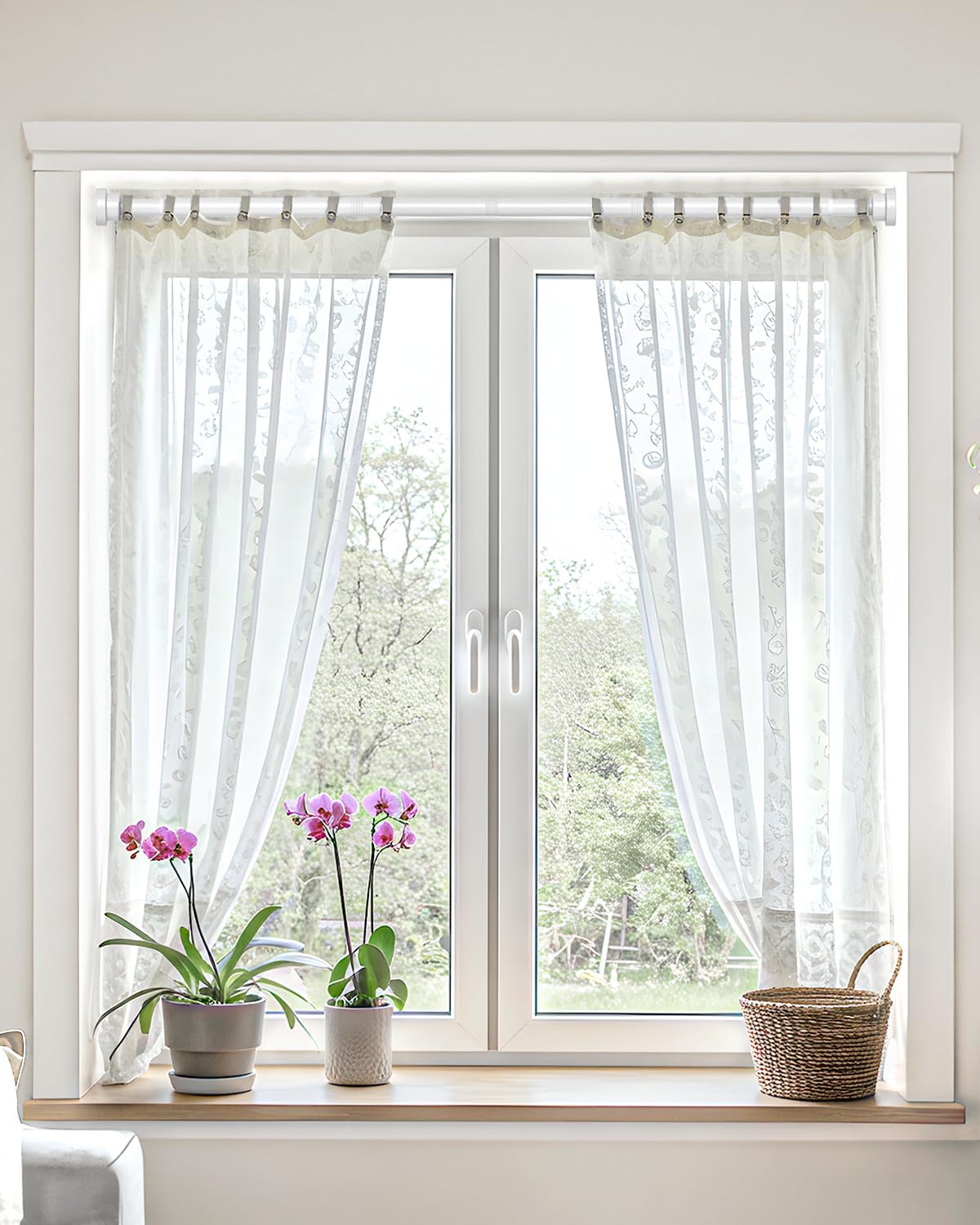 2Pack Shower Curtain Rod No Drilling Spring White Tension Rods for Windows 31 to 76 Inch Adjustable Curtain Rod Expandable Pressure Curtain Rod Shower Rods for Bathroom,Kitchen,Doorway