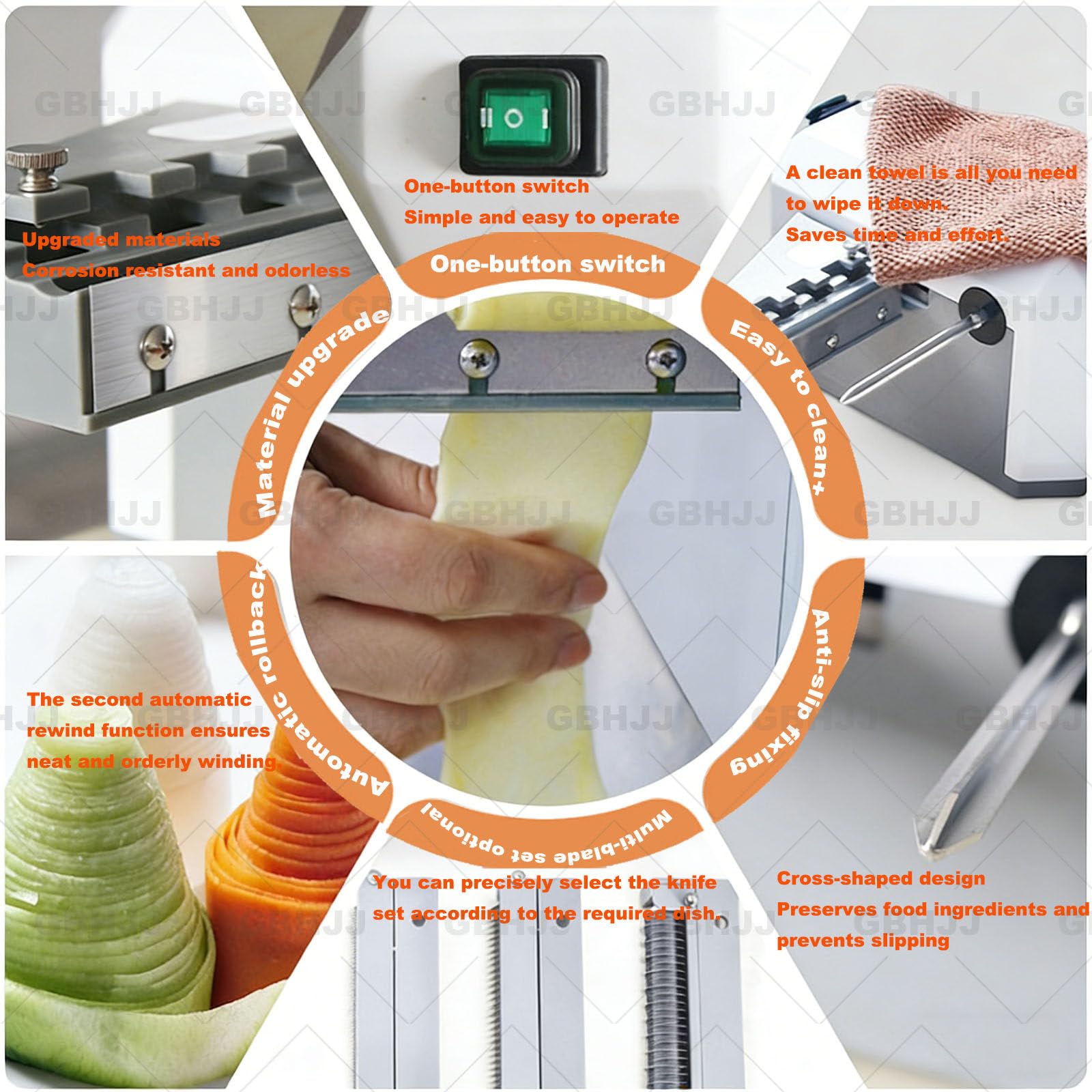 Affettatrice a spirale per verdure 3 in 1 con 3 stampi, ideale per affettare, spogliare e sminuzzare verdure con facile pulizia e uso versatile