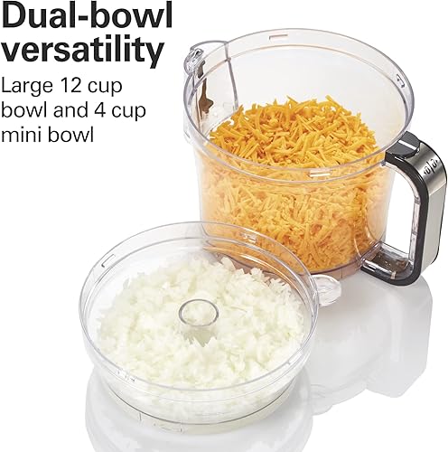 Miniatura 2 de Hamilton Beach Big Mouth Duo Plus - Procesador de alimentos de 12 tazas y picador de verduras con mini cuenco adicional de 4 tazas negro 70580
