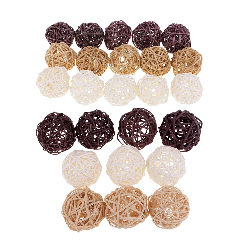 Fenteer Colors Rattan Wicker balls Vase Fillers Assorted Three Size 3cm/5cm/7cm for Wedding Christmas Party Table