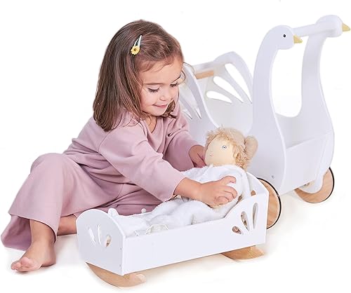 Miniatura 3 de Tender Leaf Toys - Cama Sweet Dreams Dolly - Cuna mecedora de madera para muñecas con ropa de cama y accesorios - Fomenta el amor y el juego de