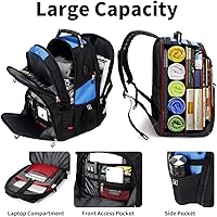 Vista 35 de Shrradoo Mochila de viaje extragrande para laptop, 52 litros, con puerto de carga USB, para portátiles de 17 pulgadas, para hombres y mujeres
