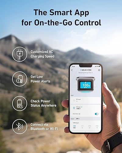 Miniatura 6 de Anker SOLIX C1000 Estación de energía portátil, generador solar de 1800 W (pico de 2400 W), carga completa en 58 minutos, batería LiFePO4 de 1056