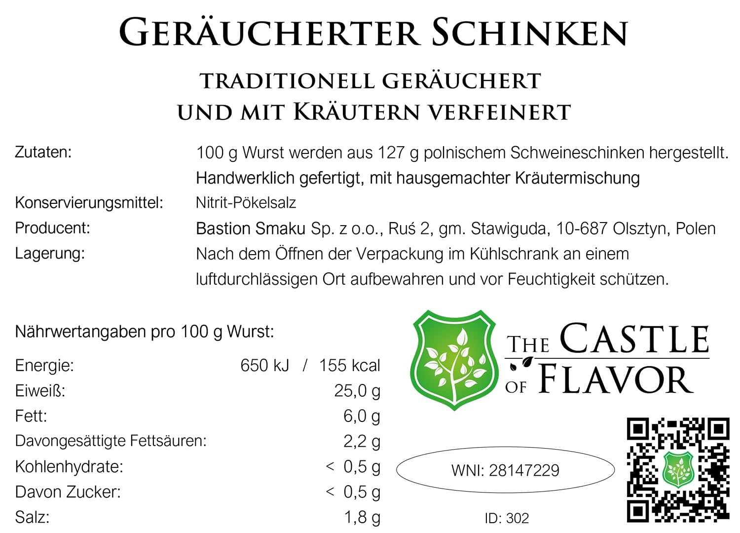 Geräucherter Schinken - traditionell geräuchert und mit Kräutern verfeinert- Wurstwaren 2x350g - Trockenwurst - Rohwurst - Dauerwurst am Stück - Trockenfleisch - getrocknete Wurst Snack