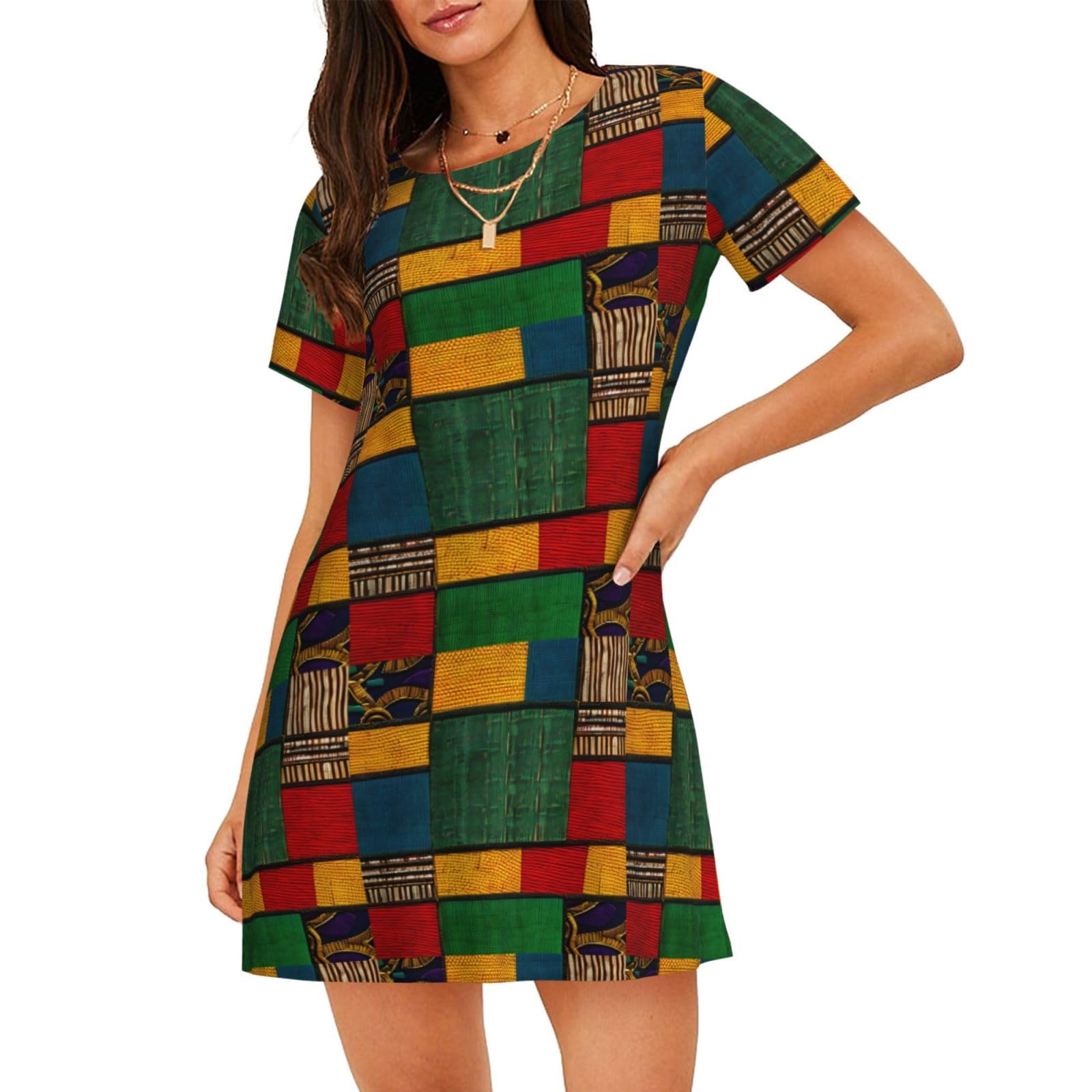 Chemise de nuit ample patchwork imprimé africain pour masquer les formes - 8