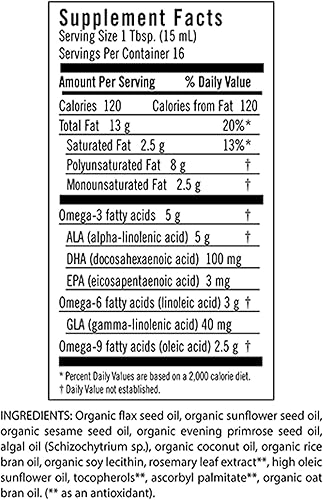 Miniatura 2 de Flora - Mezcla de aceites Omega 369 de Udo's Choice con DHA, proporción equilibrada de aceite de Udo 2:1:1 de ácidos grasos omega, apoya la función