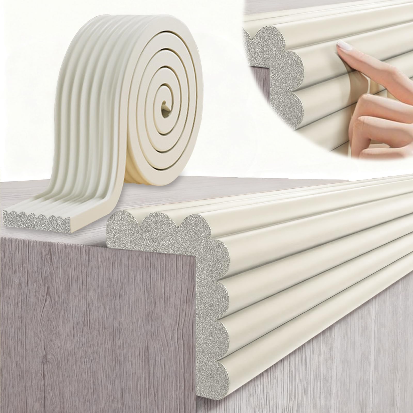 Kantenschutz Baby Schaumstoff, Tischkantenschutz Ecken, Kantenschutz Selbstklebend für Kinder, Bett, Fensterbank & Schreibtisch, Möbel (Weiß, 5M X 8CM)