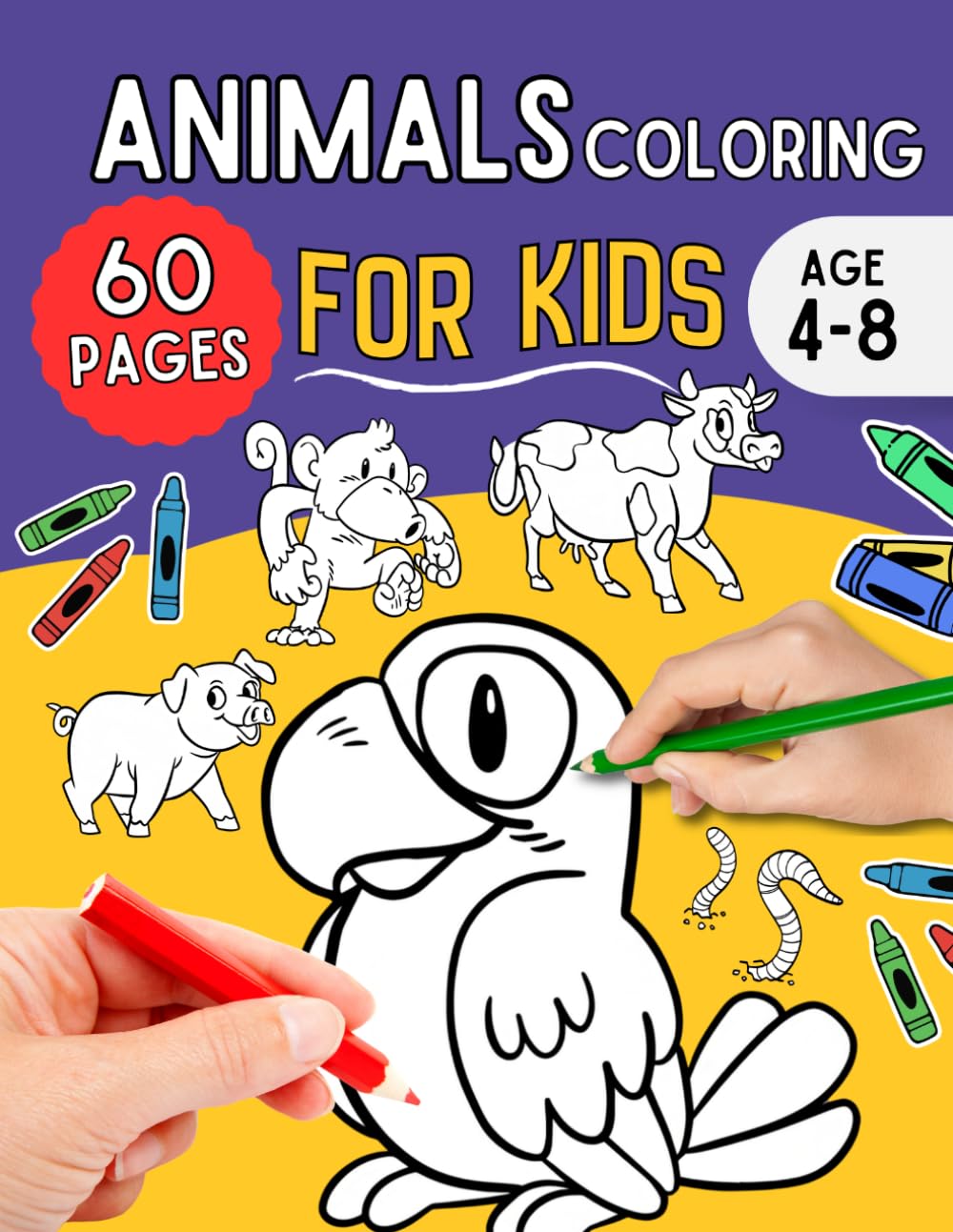 Animals Coloring for kids: Big, Bold and Easy Animals Coloring Pages for Kids, Fun Preschool Activity Book, Ages 4-8 (Learn with Fun Coloring Activity Series)