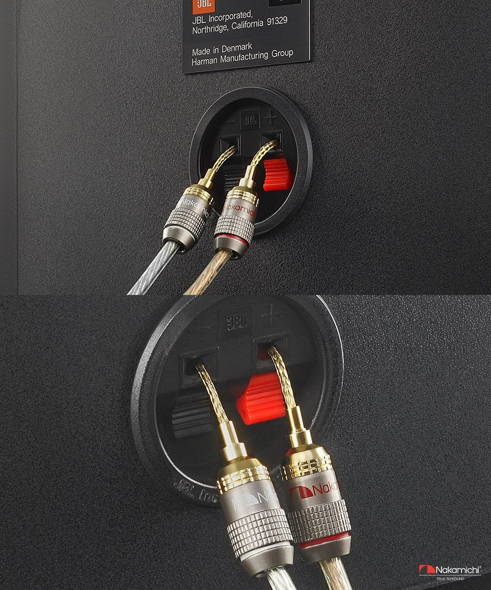 Nakamichi FanLock Wtyczka Pin 2mm Flex Platerowana 24-Karatowym Złotem 10 AWG - 18 AWG Rozmiar 4mm do Głośników, Wzmacniacza Hi-Fi, Kabla Audio, Szybkozłącze, 4 Sztuki (2 Pary)