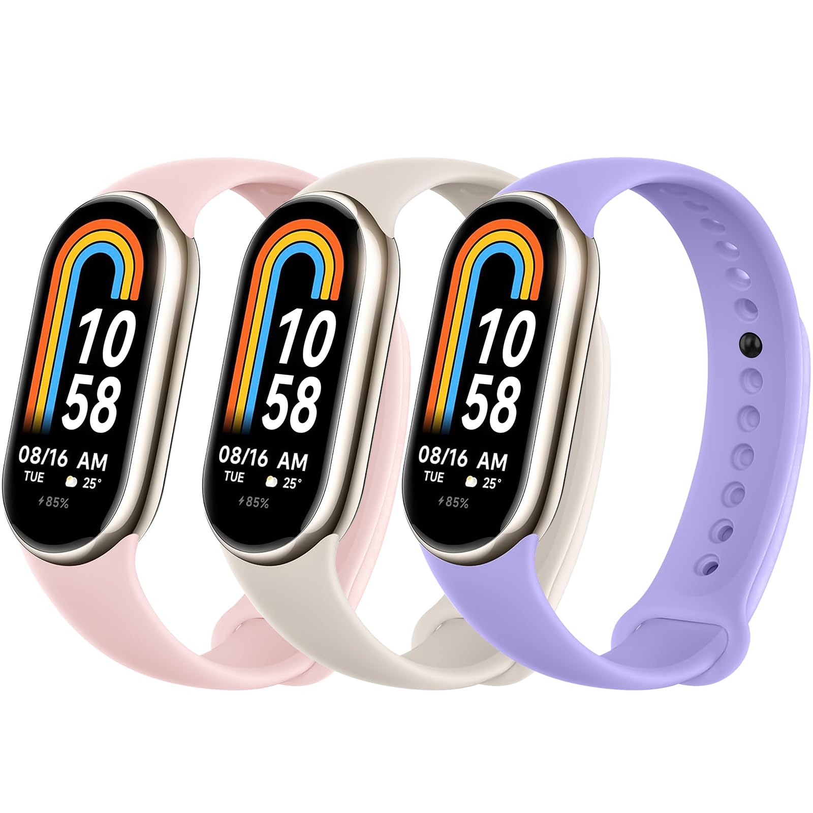 Higgs 3 Pezzi Cinturini Compatibile con Cinturino Xiaomi Mi Band 8/Mi Band 8/Xiaomi Mi Band 9/Mi Band 9 per Donna e Uomo, Cinturino Remplacement Sportivo Silicone Morbido Traspirante