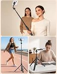 ANXRE 71" Magnetic Phone Tripod Stand&Selfie Stick with Remote,Phone Clamp | Rechargeable Remote,Universal Phone Clamp for iPhone Android, Extendable Tall Tripod for Travel/Video Recording/Filming