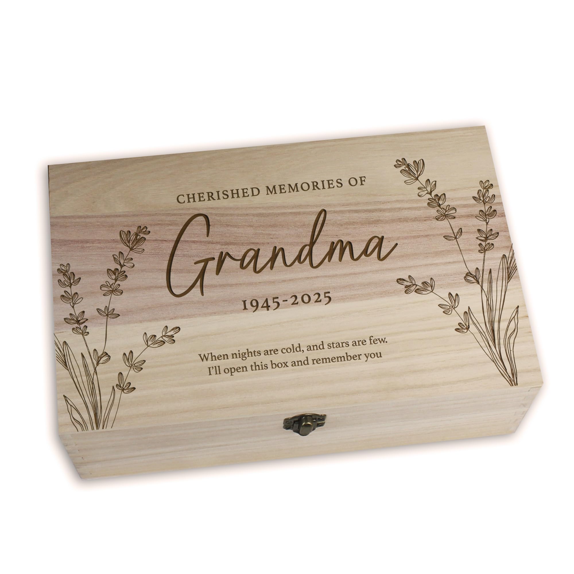 eBuyGB Personalised Memorial Keepsake Box, Bereavement Sympathy Gift, Loved One Memory Box, In Loving Memory, Remembrance Box for Grandma (24x14cm Rectangle)