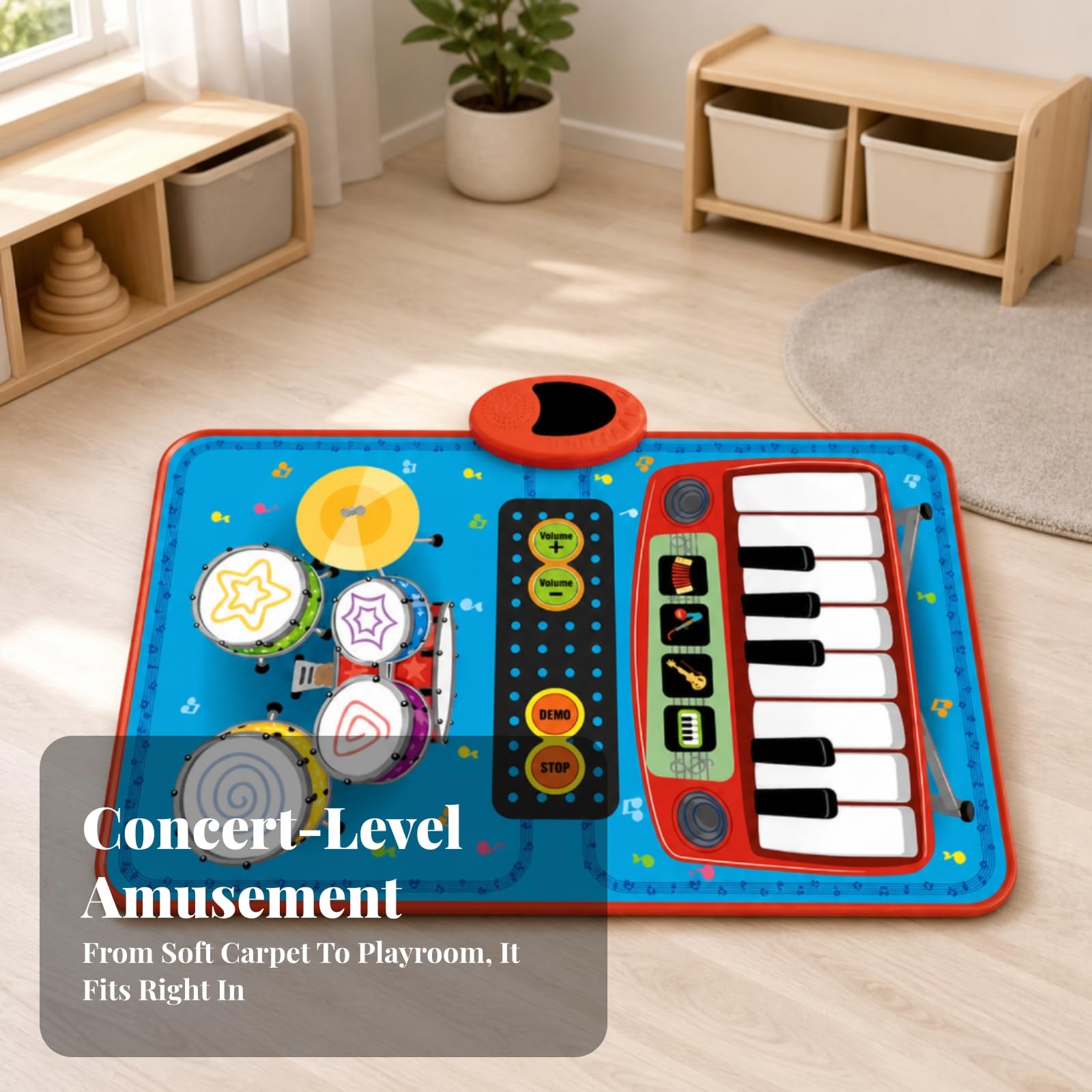 Tappetino Musicale con Strumenti Sicuro | Interattivo, Tappeto Musicale con Bacchette, Sensoriale, per Cameretta, Asilo, Neonati