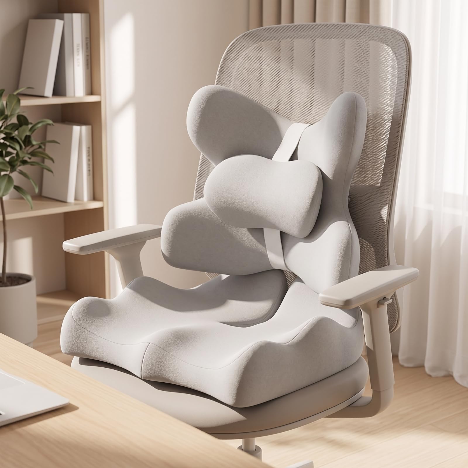 Cuscino in Memory Foam Resistente | benessere Duraturo, Cuscino per Sedile in Memory Foam, Ortopedico, Ufficio, Auto, Autisti, Studenti, Grigio Chiaro