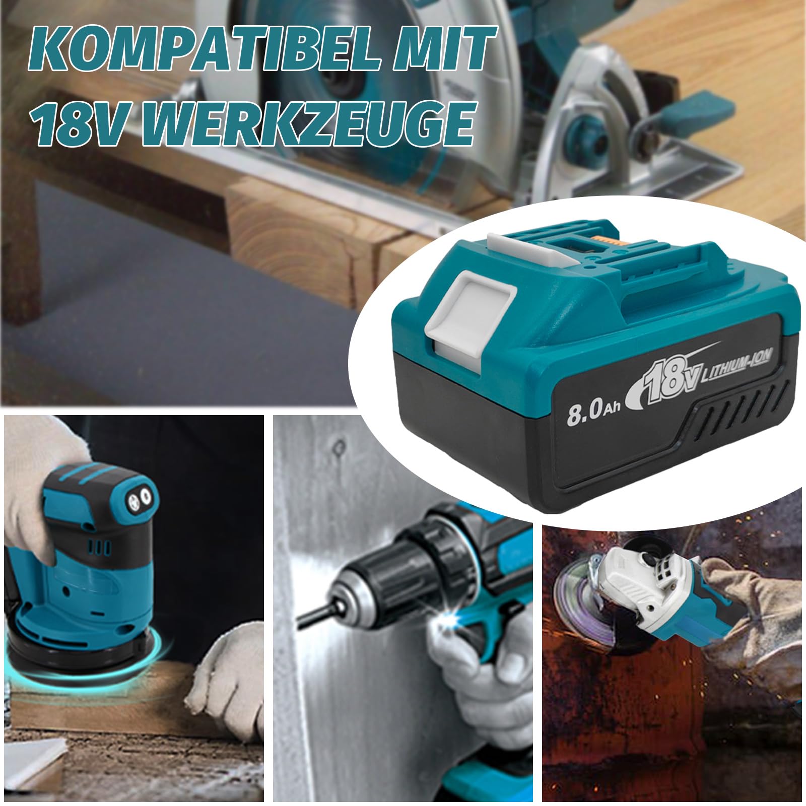 Akumulator zastępczy do Makita 18 V akumulator 2 x 8000 mAh, kompatybilny z BL1860 BL1860B BL1850 BL1850B BL1840 BL1830 BL1820