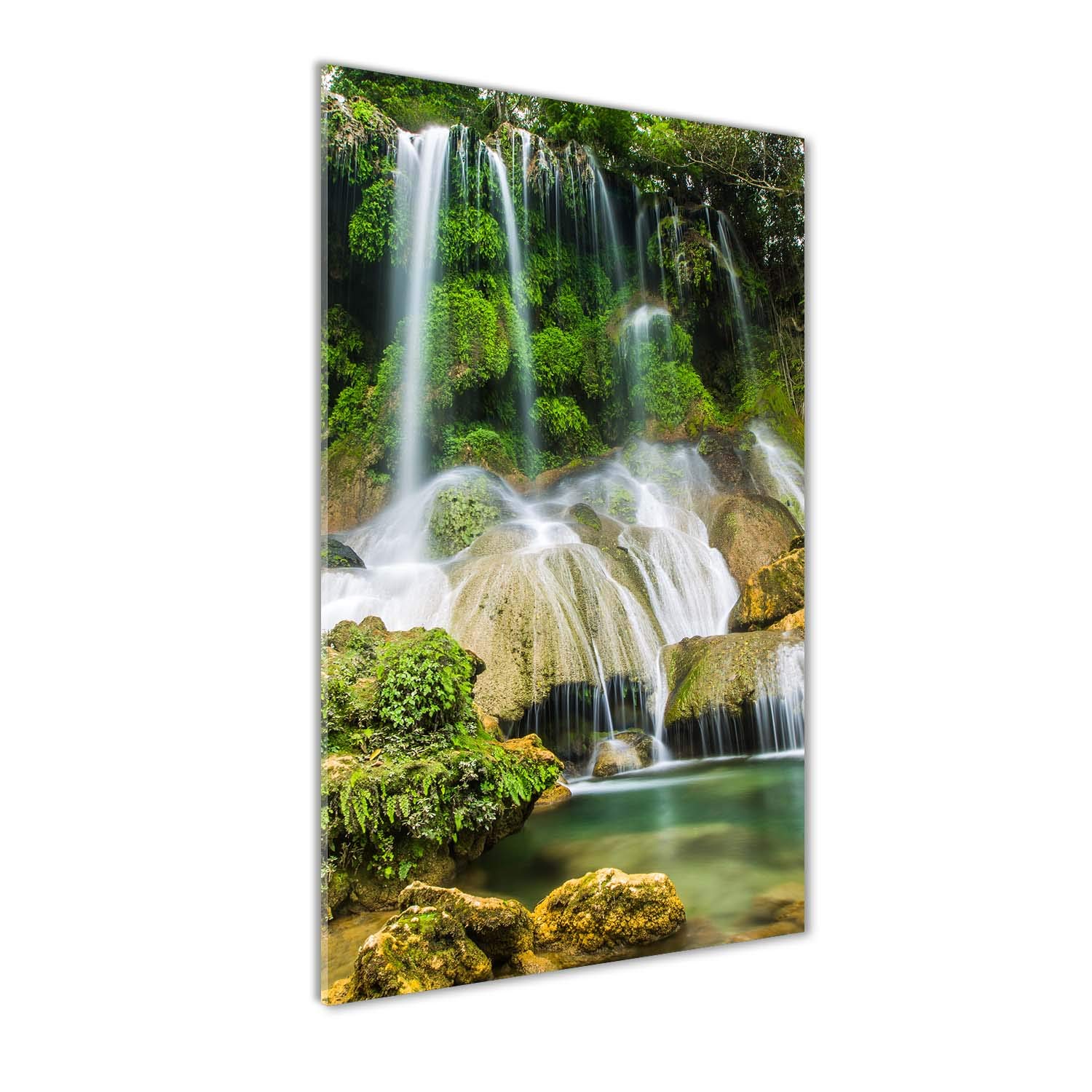 Image sur plexiglas cascade verte 70x140 cm | Ambiance jungle salon Tulup
